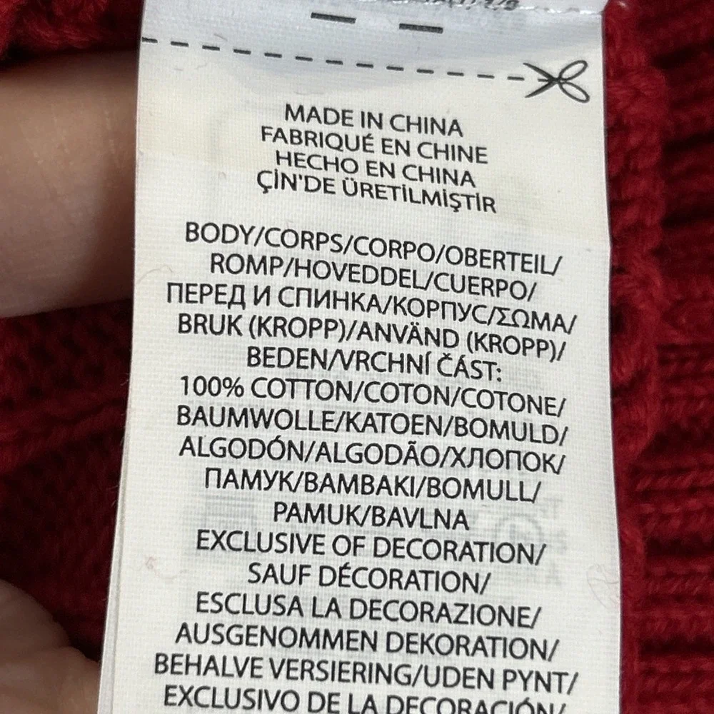 Polo Ralph Lauren Boys Cable Knit Crew Neck Sweater Christmas Red Sz Med 10-12